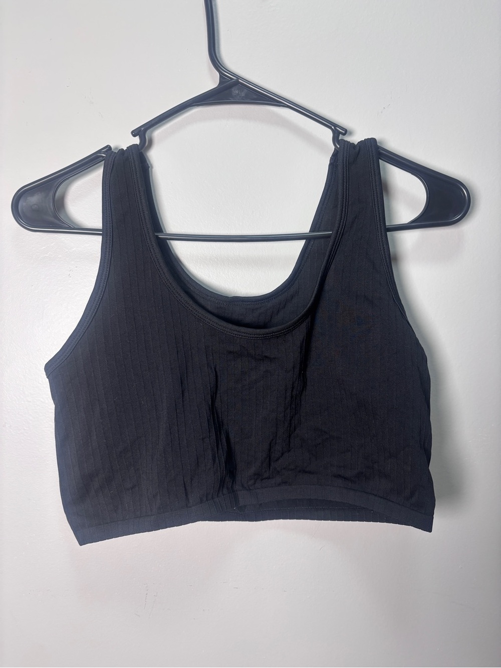 Aerie black ribbed crop top/bra Size L